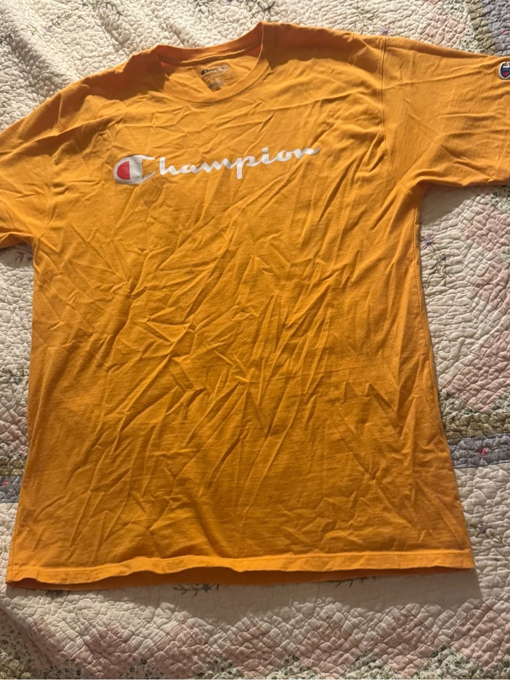 Champion Orange Embroidered Script Tee